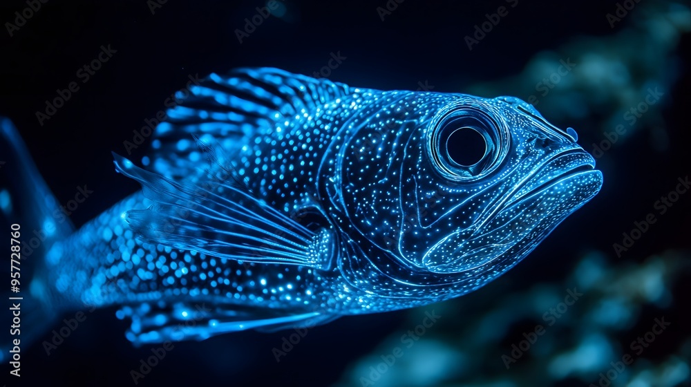 rare glowing fish, deep sea background rare glowing fish, deep sea background