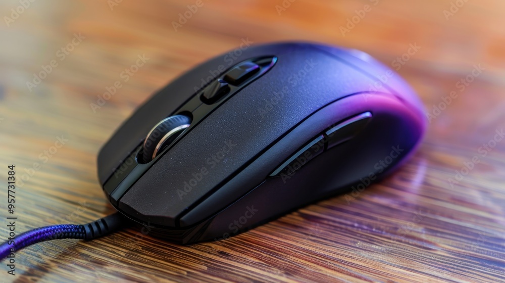 Mouse: A pointing device with left and right-click buttons and a scroll wheel, used to navigate and interact with computer interfaces efficiently.
Mouse: A pointing device with left and right-click buttons and a scroll wheel, used to navigate and interact with computer interfaces efficiently.