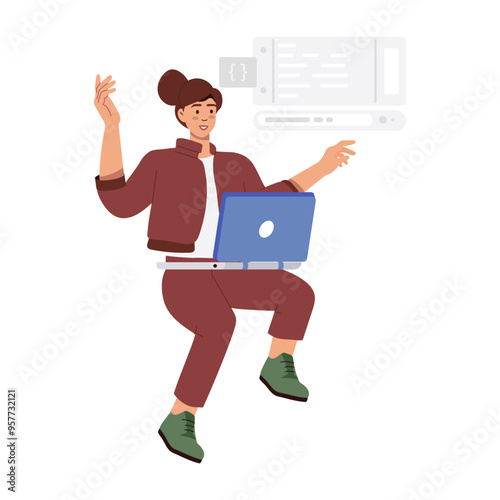 Character based flat illustration of website development 