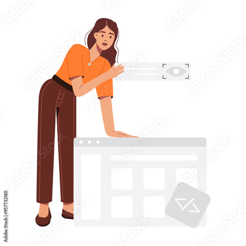Female developer illustration in flat style 