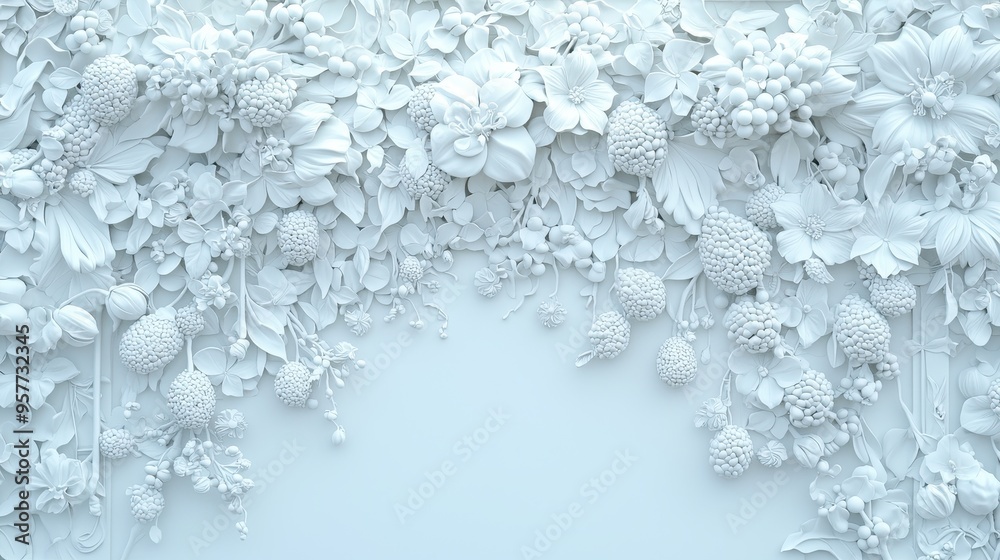 White D Floral Pattern Minimalist Flower Design Background White D Floral Pattern Minimalist Flower Design Background