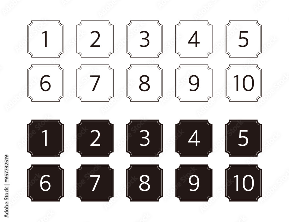 シンプルな数字のデザイン 2種類セット シンプルな数字のデザイン 2種類セット