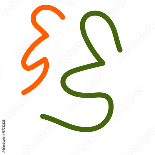 Green orange squiggly lines vectors 