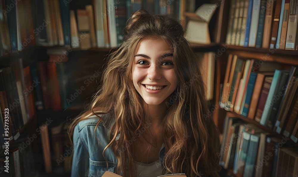 Smiling girl student or woman teacher portrait. 