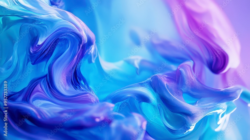 Obraz premium Serene Symphony - Abstract Design in Blue, Turquoise, and Lilac for Color Harmony