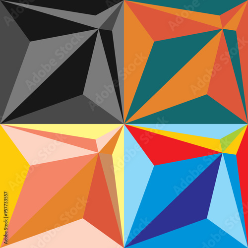 Multiple color of geometric design elements that can be used in various kinds of designs