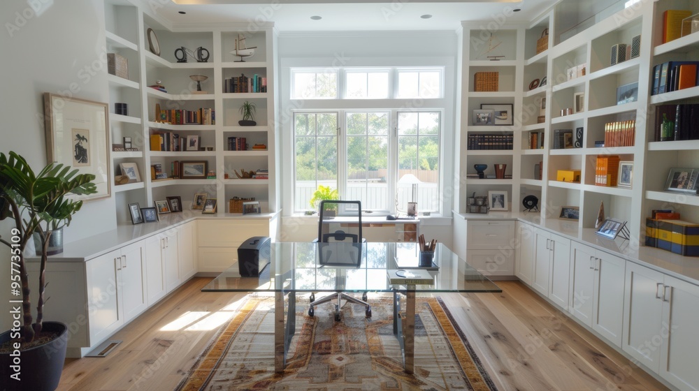 Fototapeta premium Sleek and Stylish Modern Home Office Setup