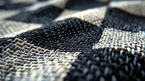 Close-up of Black and White Woven Fabric