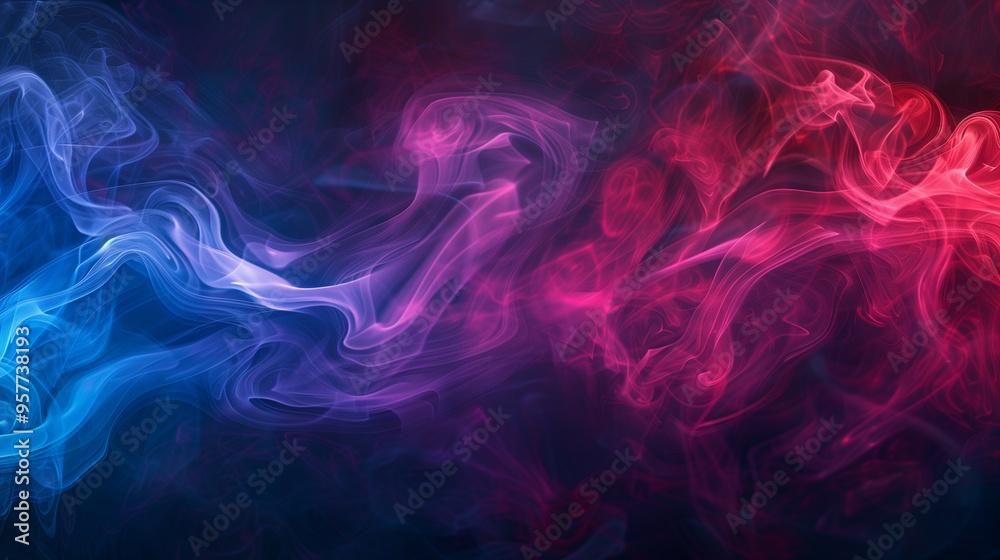 Obraz premium Abstract smoke art in blue and red colors swirling together