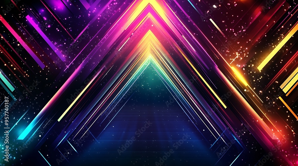 Obraz premium Abstract Neon Lights Forming a Triangular Shape