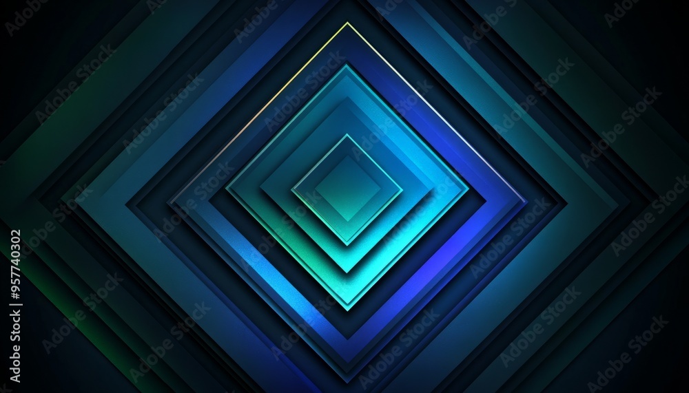 Fototapeta premium Abstract Blue and Green Geometric Pattern with Overlapping Shapes