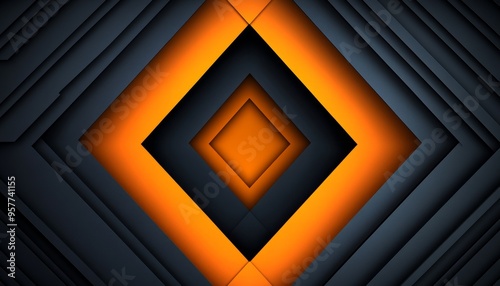 Abstract Geometric Pattern with Black and Orange Shapes photo