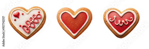 Delicious Heart Love Shape Biscuit with Chocolate Isolated on Transparent Background