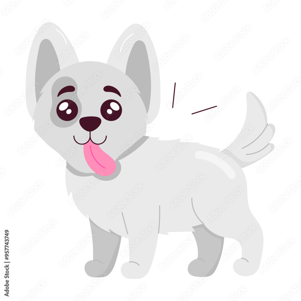 Comic style sticker of silly dog with tongue out
Comic style sticker of silly dog with tongue out