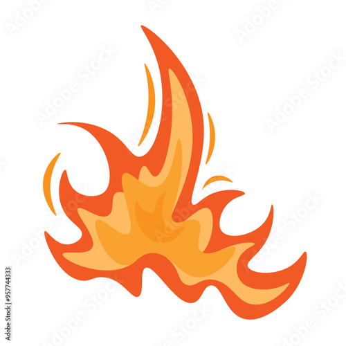 Vector Fire Flame Isolated Icon Illustration.
