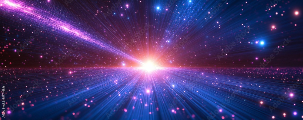 Naklejka premium 光線と青い背景