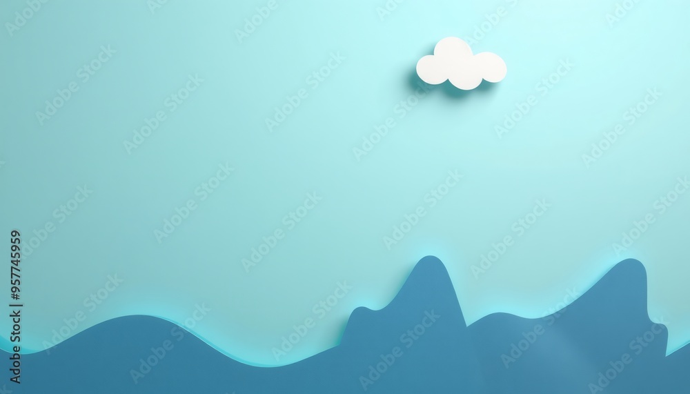 Abstract sky blue and blue background with a white cloud. Abstract sky blue and blue background with a white cloud.