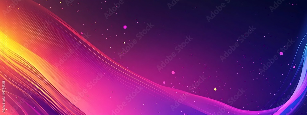 Fototapeta premium Abstract Colorful Gradient with Wavy Lines and Scattered Dots
