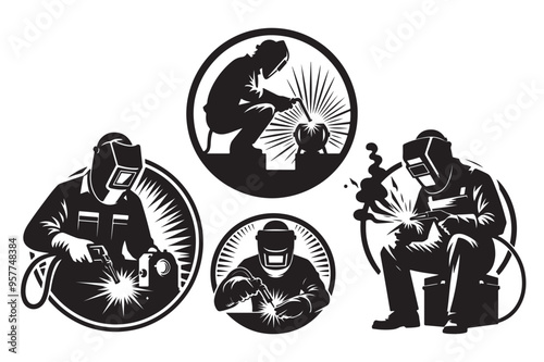 Welder silhouette vector art
