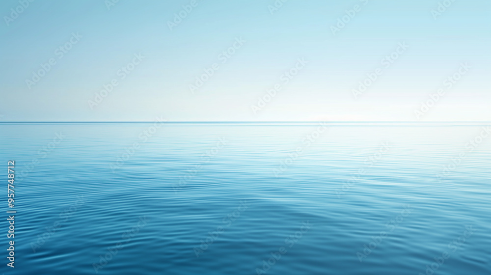 Tranquil Seascape with a Clear Sky and Soft Horizon at Dawn Tranquil Seascape with a Clear Sky and Soft Horizon at Dawn