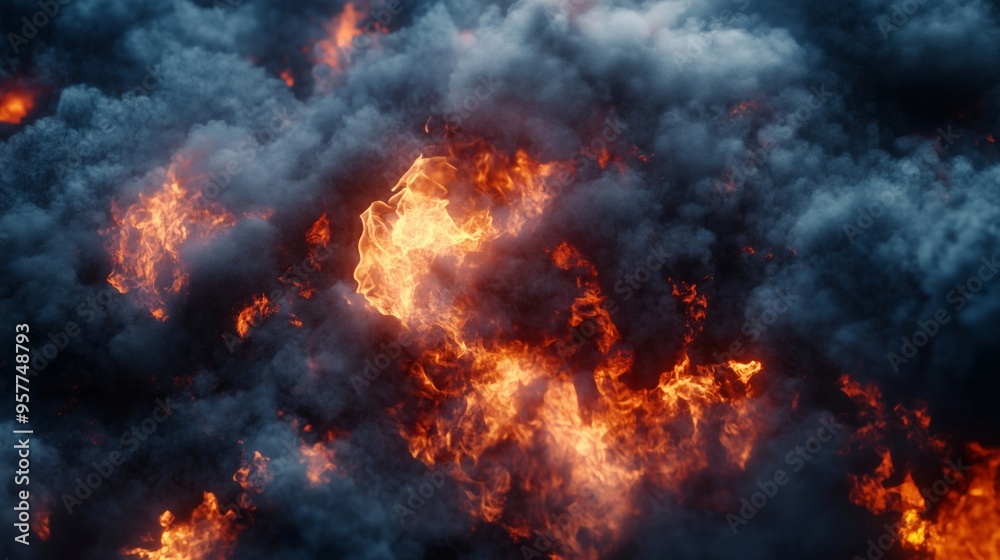 Captivating Display of Fire and Smoke in Nature's Fury Captivating Display of Fire and Smoke in Nature's Fury