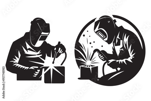 Welder silhouette vector art