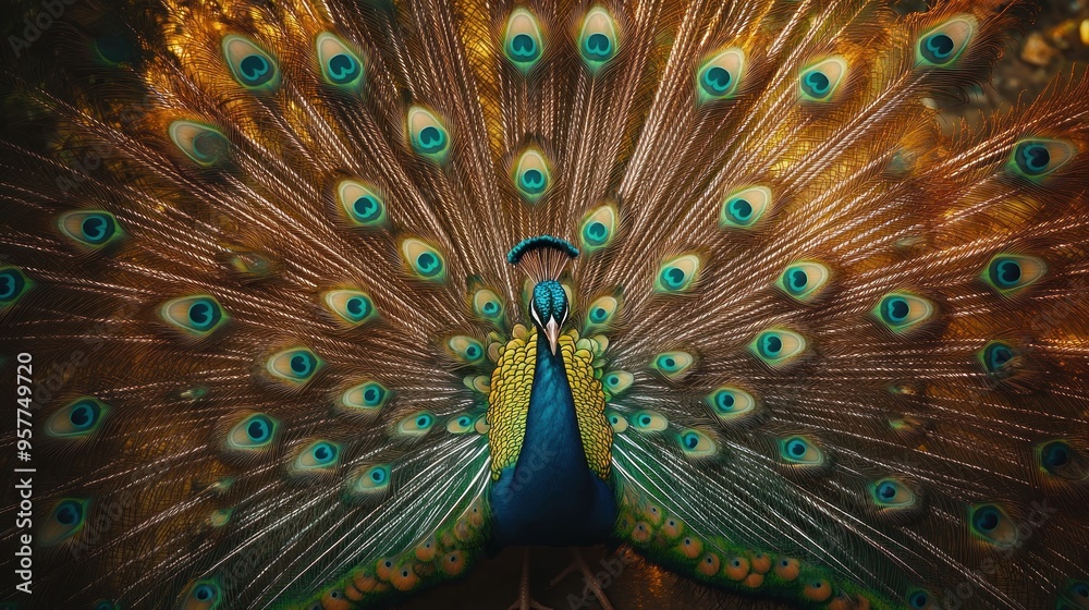 Fototapeta premium A Peacock's Majestic Display