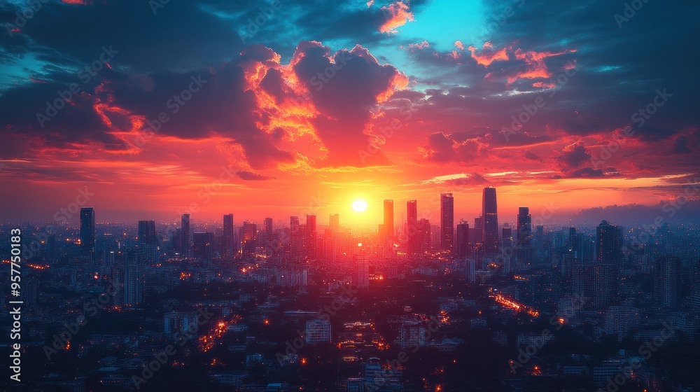 Fototapeta premium Cityscape Sunset