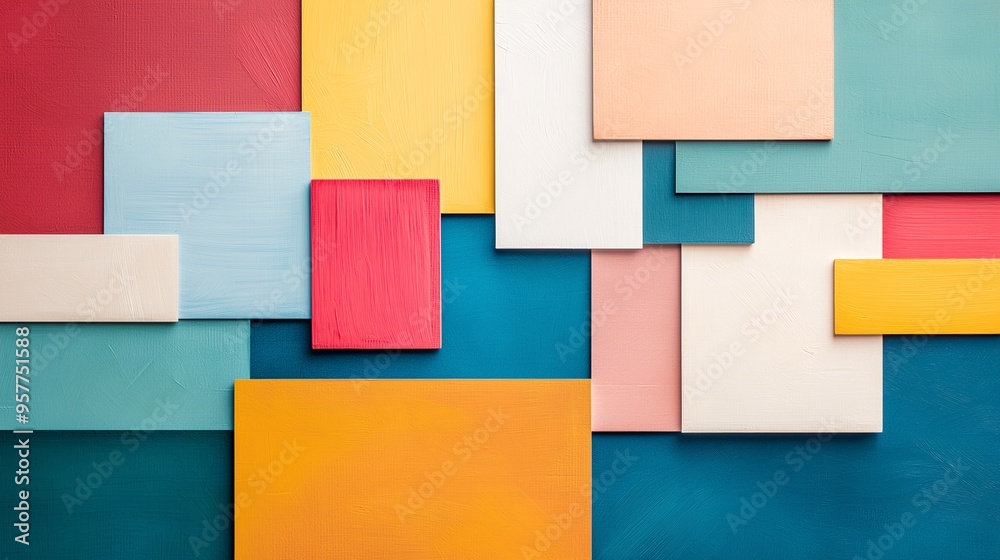 Abstract Colorful Geometric Pattern: A vibrant, captivating composition of colorful rectangles arranged in an abstract geometric pattern. The bold hues and clean lines create a dynamic visual experien Abstract Colorful Geometric Pattern: A vibrant, captivating composition of colorful rectangles arranged in an abstract geometric pattern. The bold hues and clean lines create a dynamic visual experien