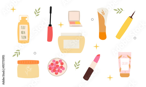 MobileBeauty cosmetics doodle. Skin care natural organic products