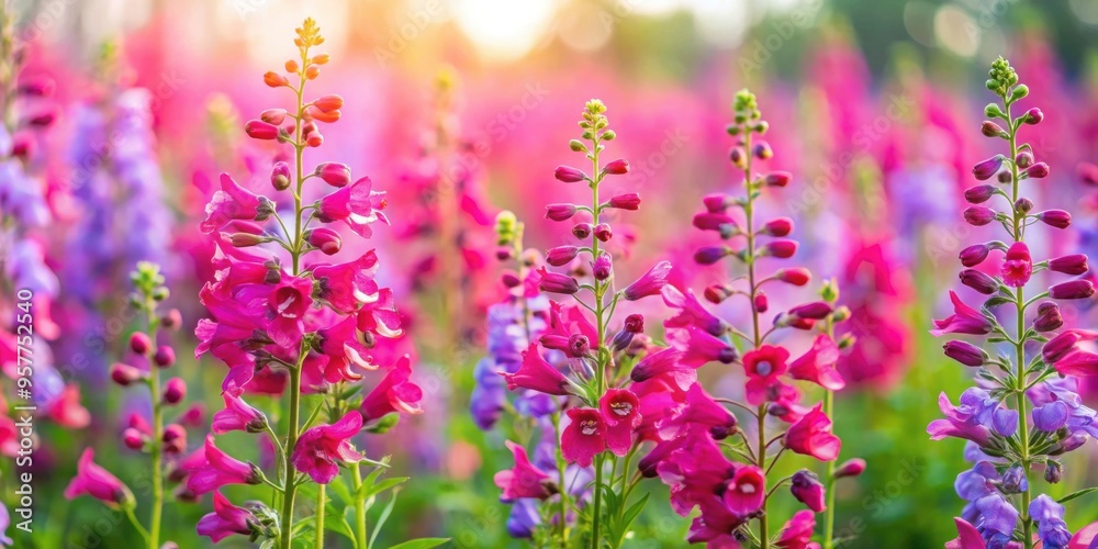 Vibrant field of blooming Penstemon flowers , Penstemon, plants, flowers, wildflowers, meadow, garden, summer, colorful, nature