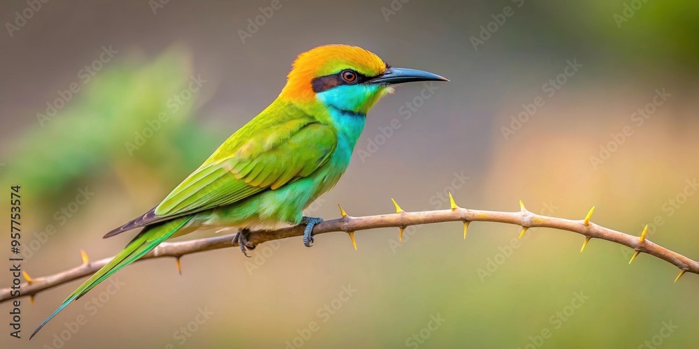 Green Bee-eater perched on a branch near Bhopal's Kerwa Dam, Merops orientalis, bird, wildlife, nature, green, feather Green Bee-eater perched on a branch near Bhopal's Kerwa Dam, Merops orientalis, bird, wildlife, nature, green, feather