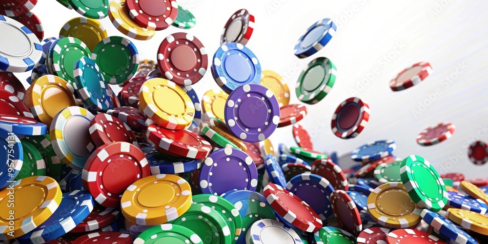 Colorful casino chips falling in the air, cut out, casino, chips, gambling, colorful, falling, scattered, isolated, vibrant, money Colorful casino chips falling in the air, cut out, casino, chips, gambling, colorful, falling, scattered, isolated, vibrant, money