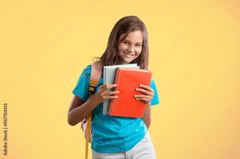 Portrait of smiling teenage student posing
