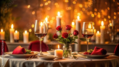 Romantic dinner for two with candles on the table, romantic, dinner, couple, love, date, relationship