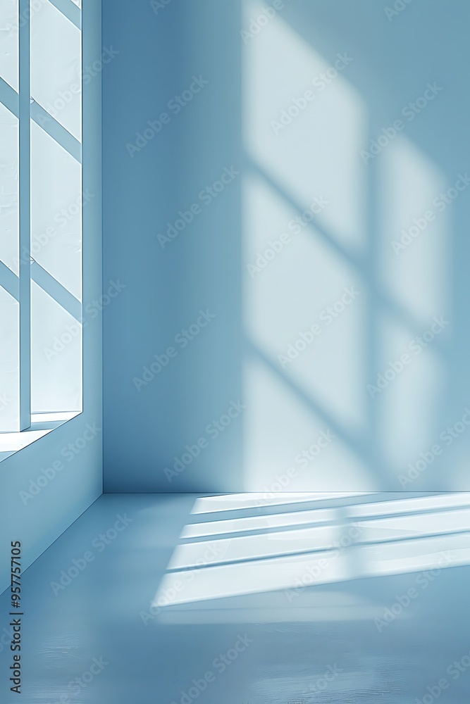 Fototapeta premium Minimalistic simple abstract blue light window background.