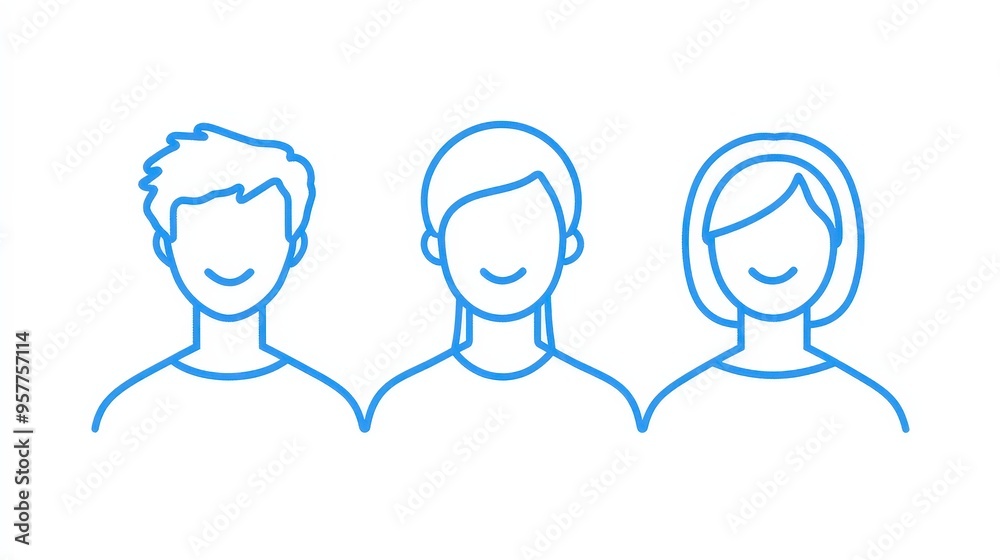 Minimalist Blue Line Art Avatars - Simple and Clean Design for Professional Settings Minimalist Blue Line Art Avatars - Simple and Clean Design for Professional Settings