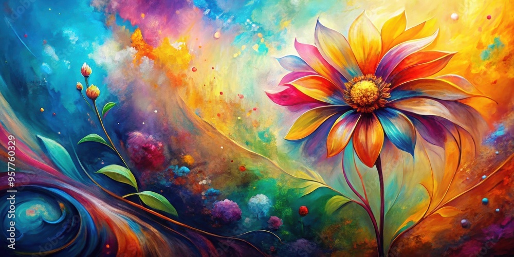 Vibrant abstract painting of a whimsical flower , colorful, abstract, vibrant, painting, flower, art,creative, bright Vibrant abstract painting of a whimsical flower , colorful, abstract, vibrant, painting, flower, art,creative, bright