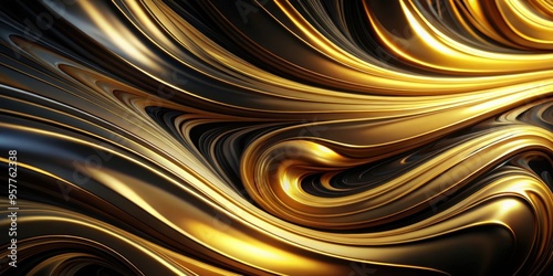 Abstract background of gold and black colors swirling in water, gold, black, abstract, background, colors, swirling, water