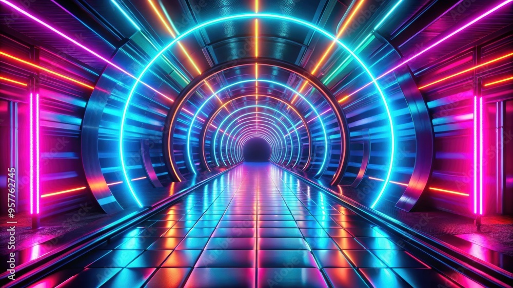 Futuristic abstract background of neon lights tunnel, neon, lights, tunnel, futuristic, abstract, background, technology Futuristic abstract background of neon lights tunnel, neon, lights, tunnel, futuristic, abstract, background, technology