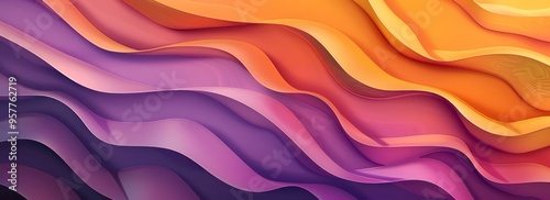 Elegant minimalist waves in rich orange and purple tones combine with fluid vector gradients, producing a modern aesthetic that captivates with simplicity and dynamic movement.