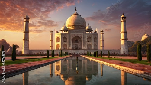 The beauty of the Taj Mahal and the serenity of the reflecting pool create a truly awe-inspiring sight