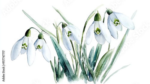 spring snowdrop flowers photo