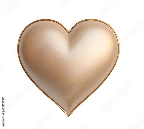 golden heart symbol isolated on transparent background