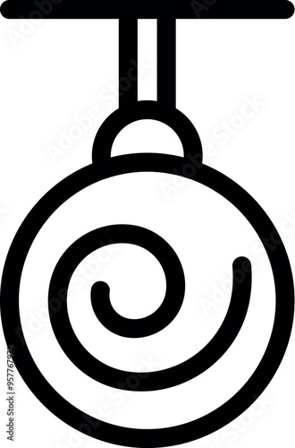 Simple icon of a round hypnosis tool hanging from a ceiling