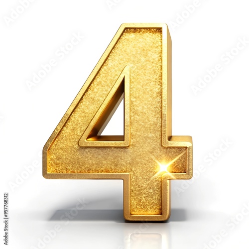 the number 4 with a shiny gold effect on a white background