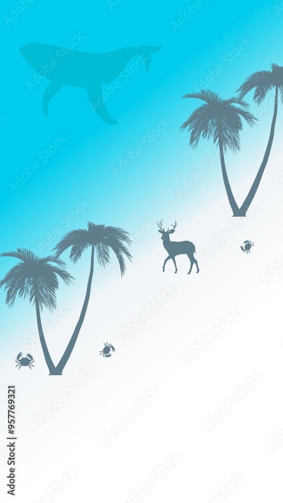 tropical island with palms tropical island with palms