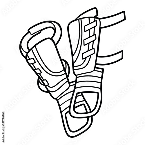Football Shin Guards, Coloring book for kids, sport equipment
