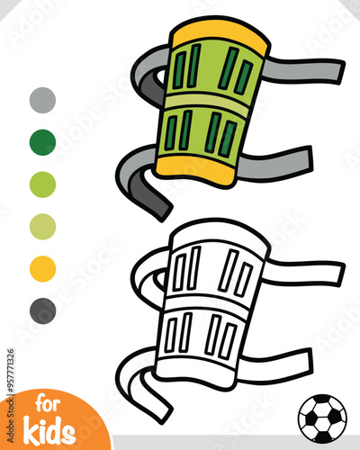 Football Shin Guard, Coloring book for kids, sport equipment