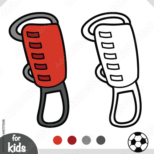 Football Shin Guard, Coloring book for kids, sport equipment